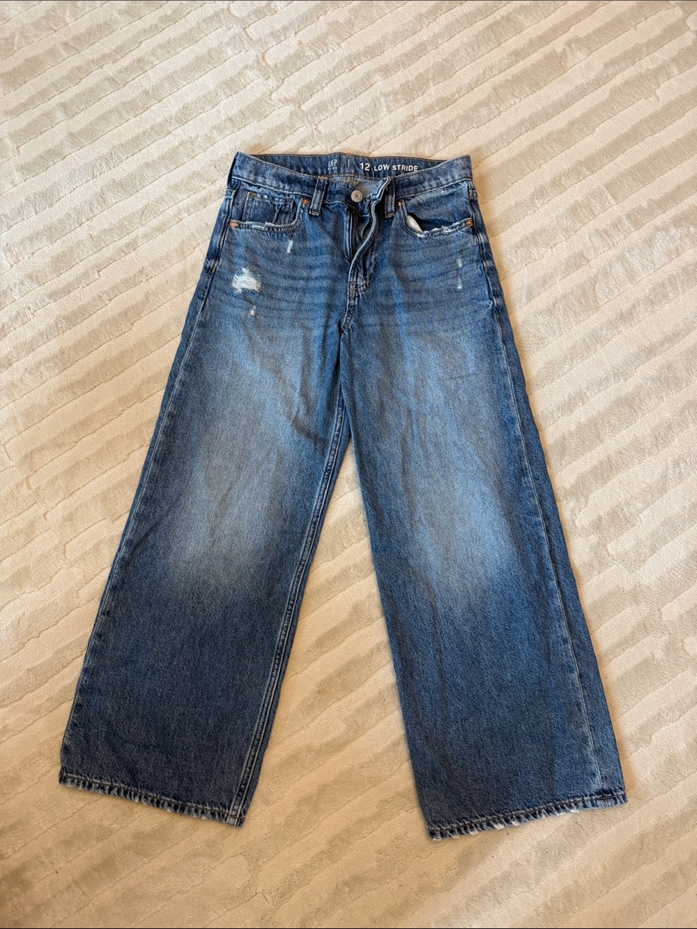 GAP Wide-Leg Distressed Kids Jeans - Blue